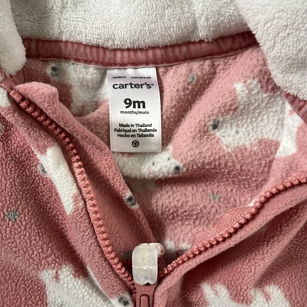 Carters fleece hooded one piece 9m